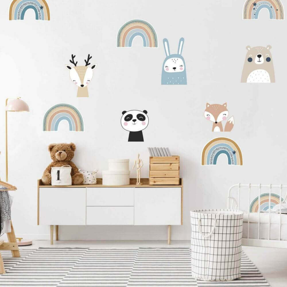Wall Stories Stickers muraux pour enfants - Découvrez la lecture - Stickers  muraux interactifs animaux pour chambre d'enfant - Grand autocollant mural