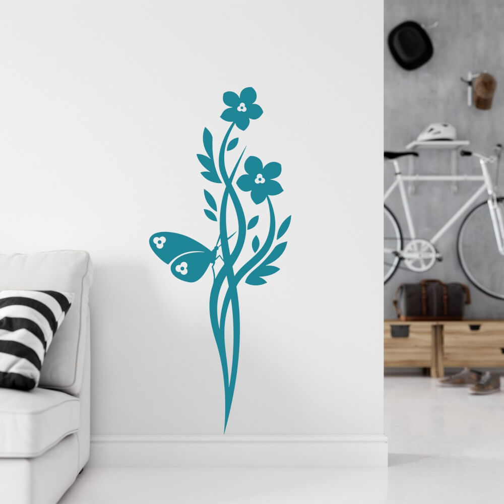 Sticker mural Floral avec papillons