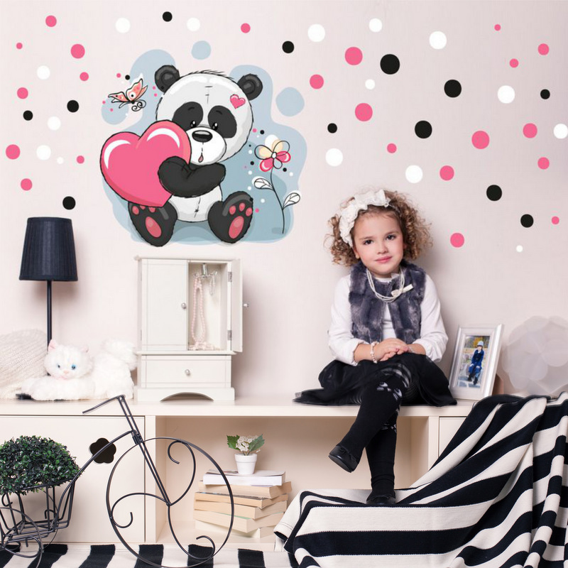 Sticker Panda INSPIO et stickers Pois pour chambre d'enfant