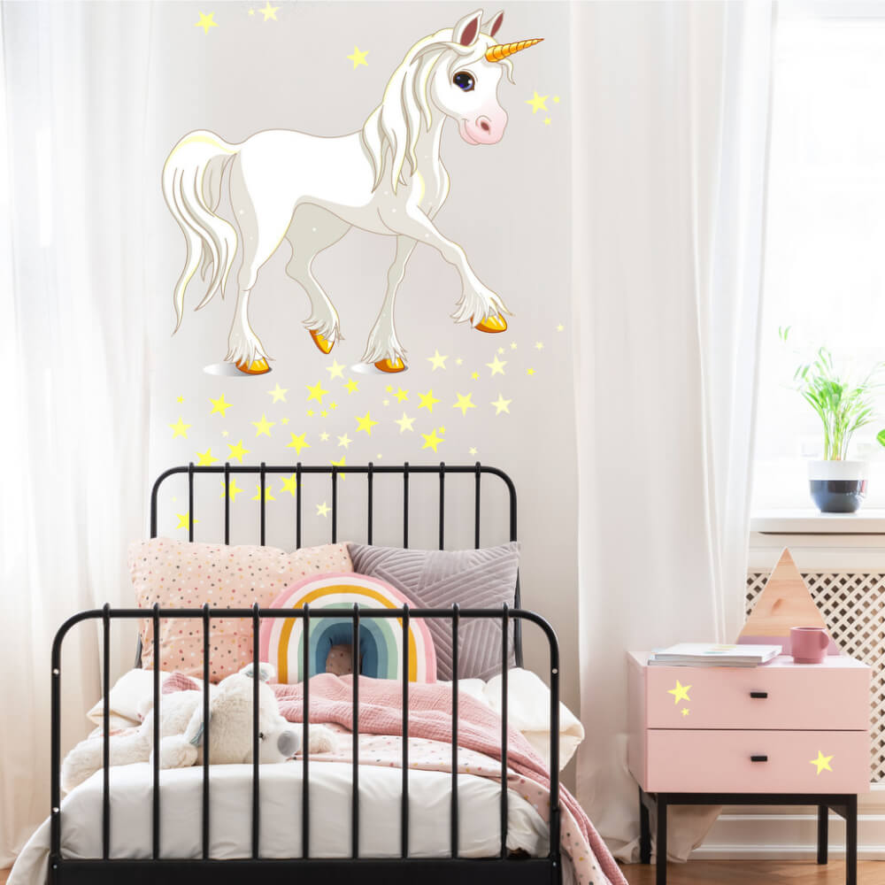 Sticker mural Licorne blanche