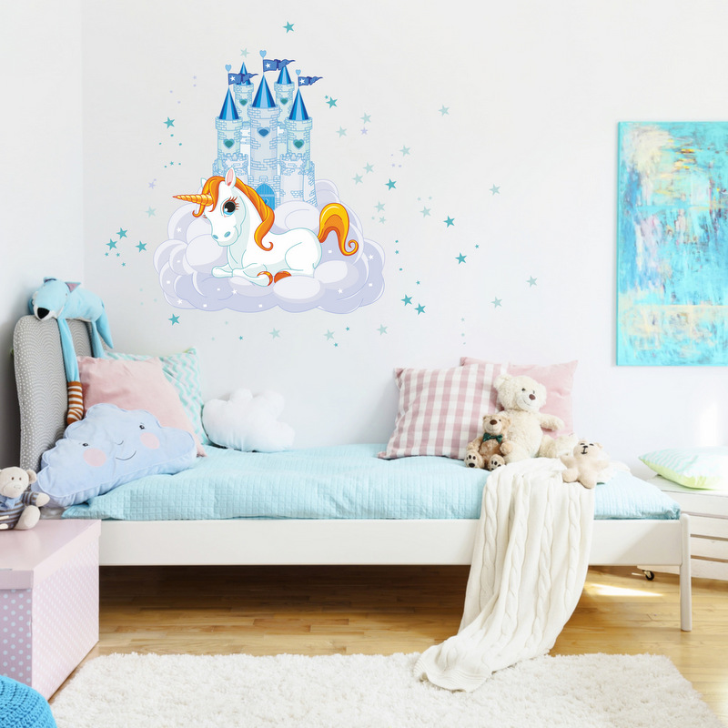 Sticker mural - Licorne et château