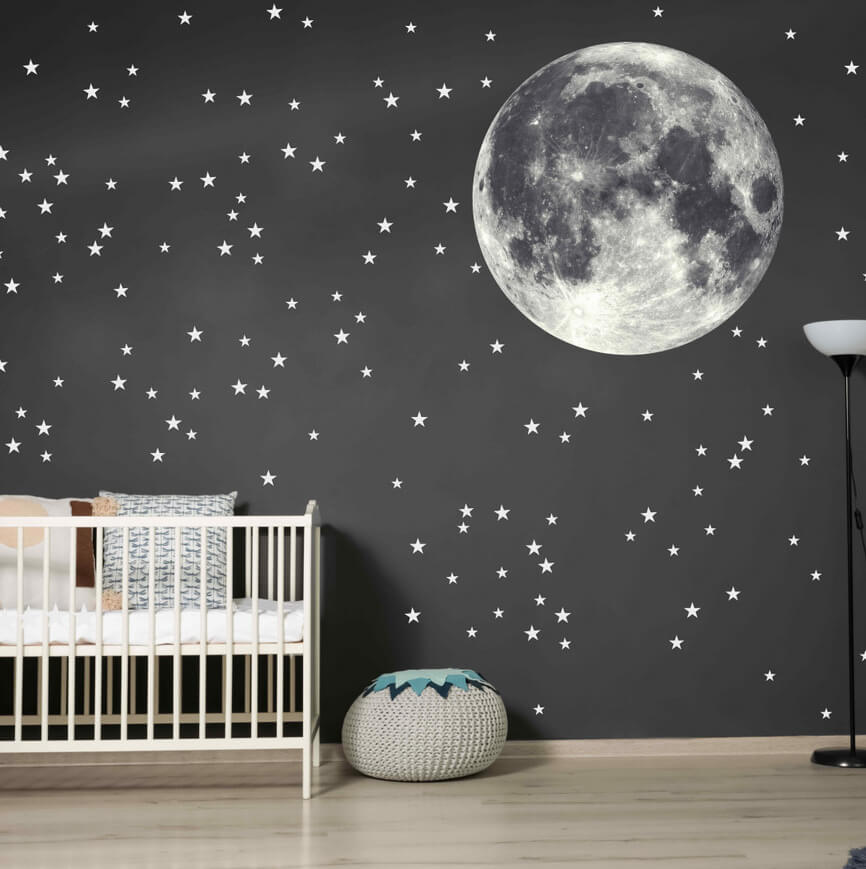 Stickers muraux - Lune avec étoiles