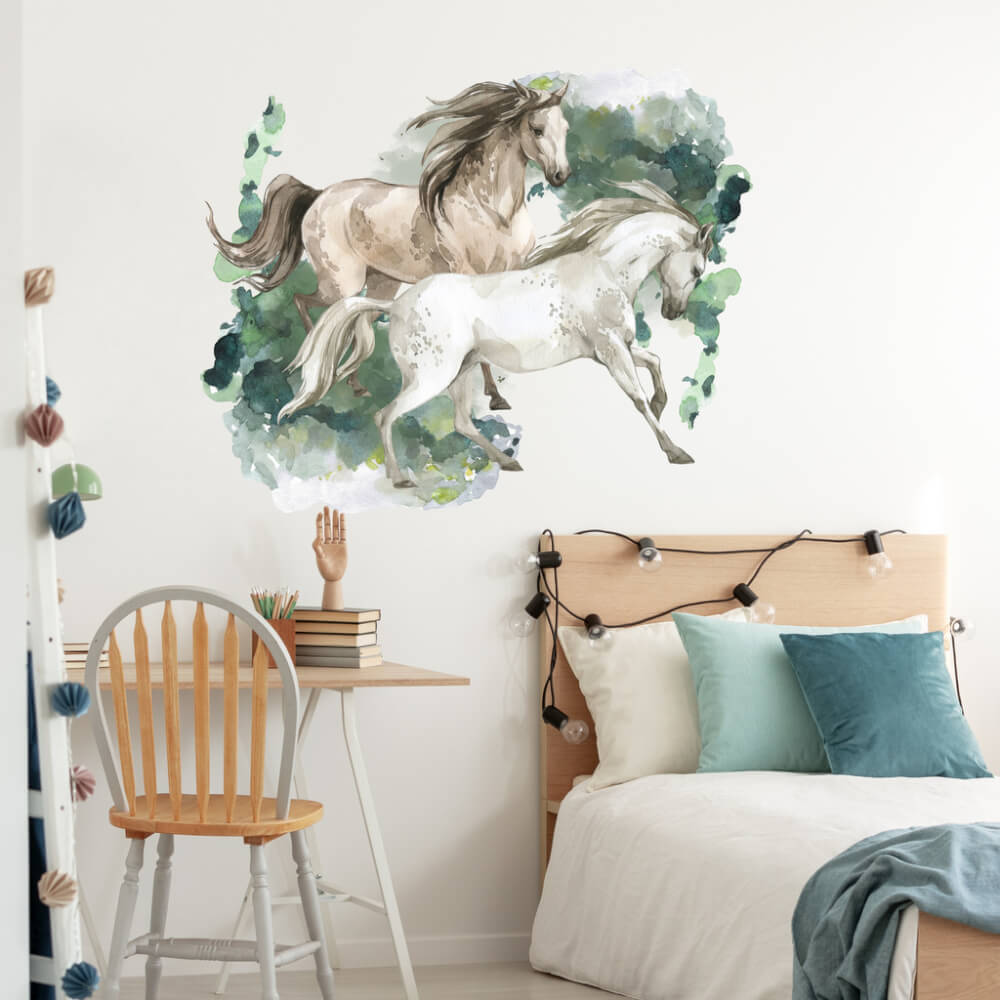 Sticker mural avec chevaux pour ados ou pré-ados