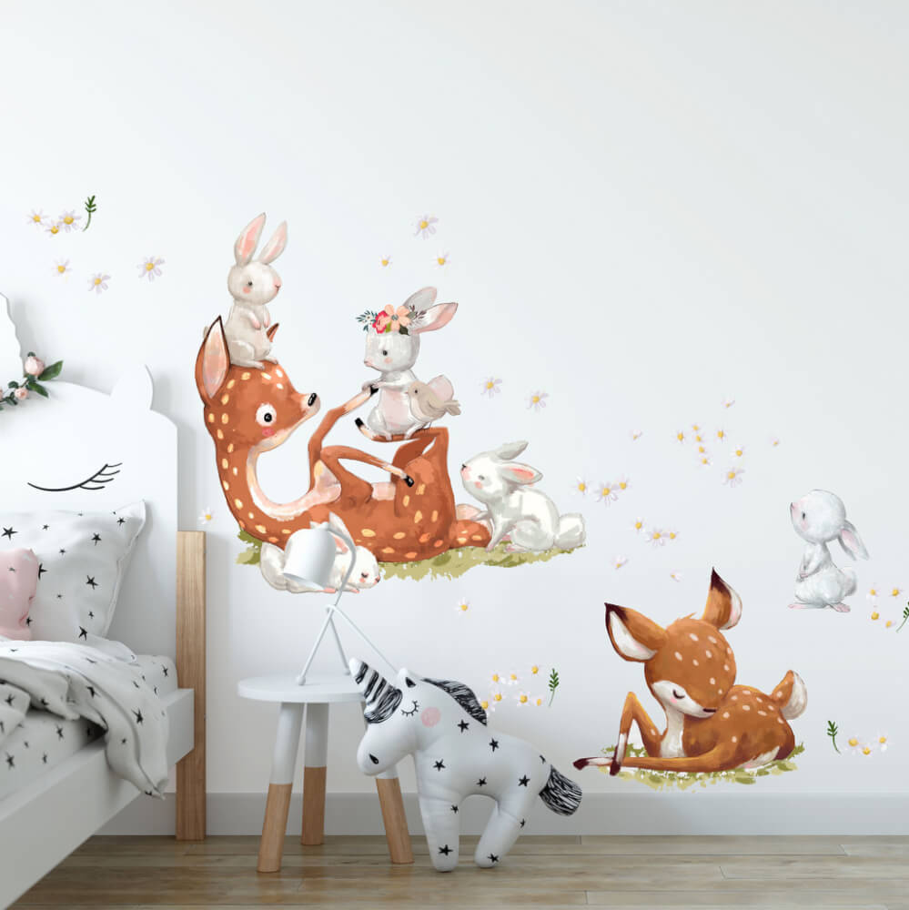 Stickers pour enfants - Biches et lapins - une superbe décoration