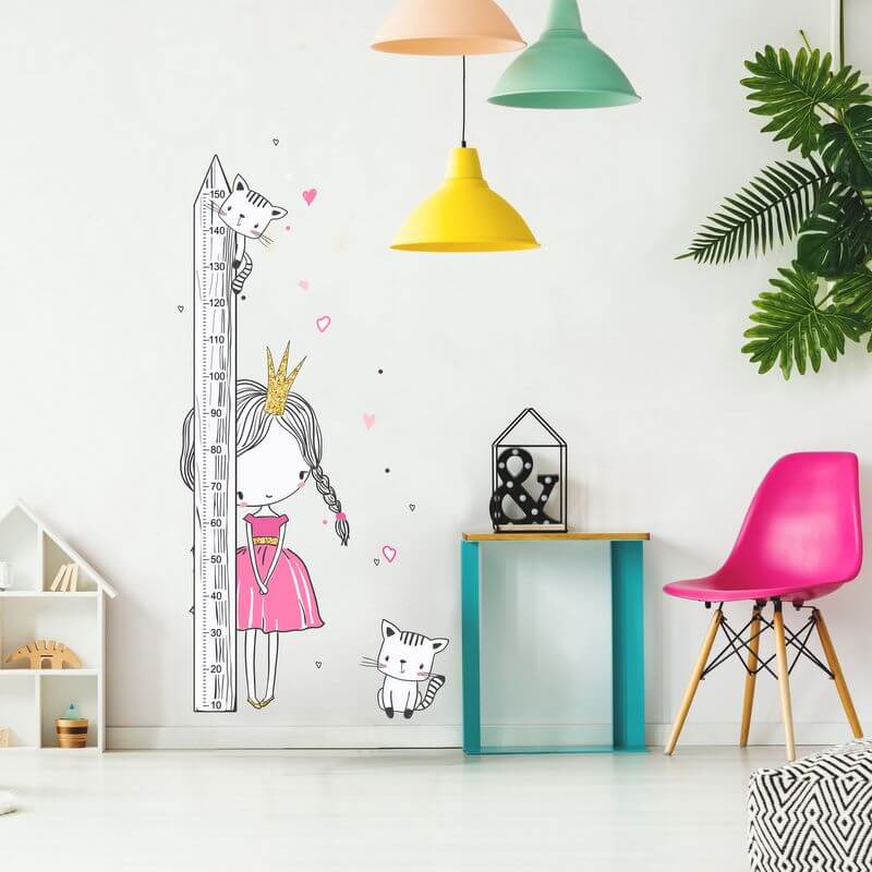 Toise murale INSPIO - Princesse avec chaton