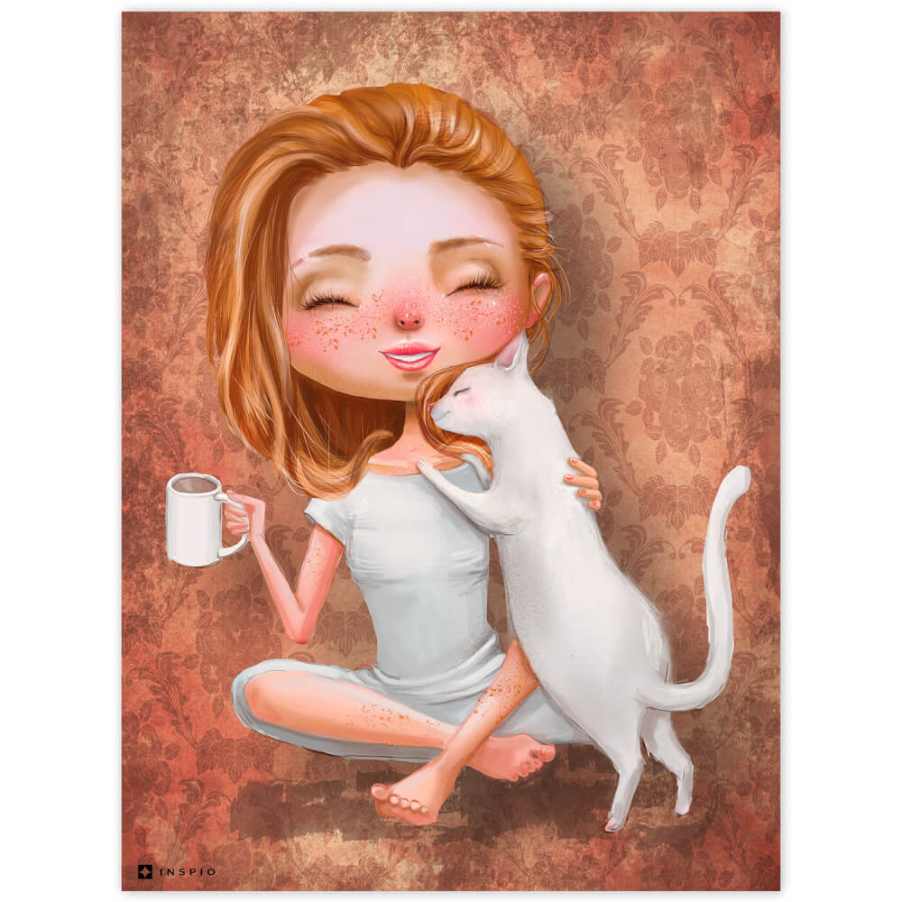 Tableau mural - Fille avec un chat