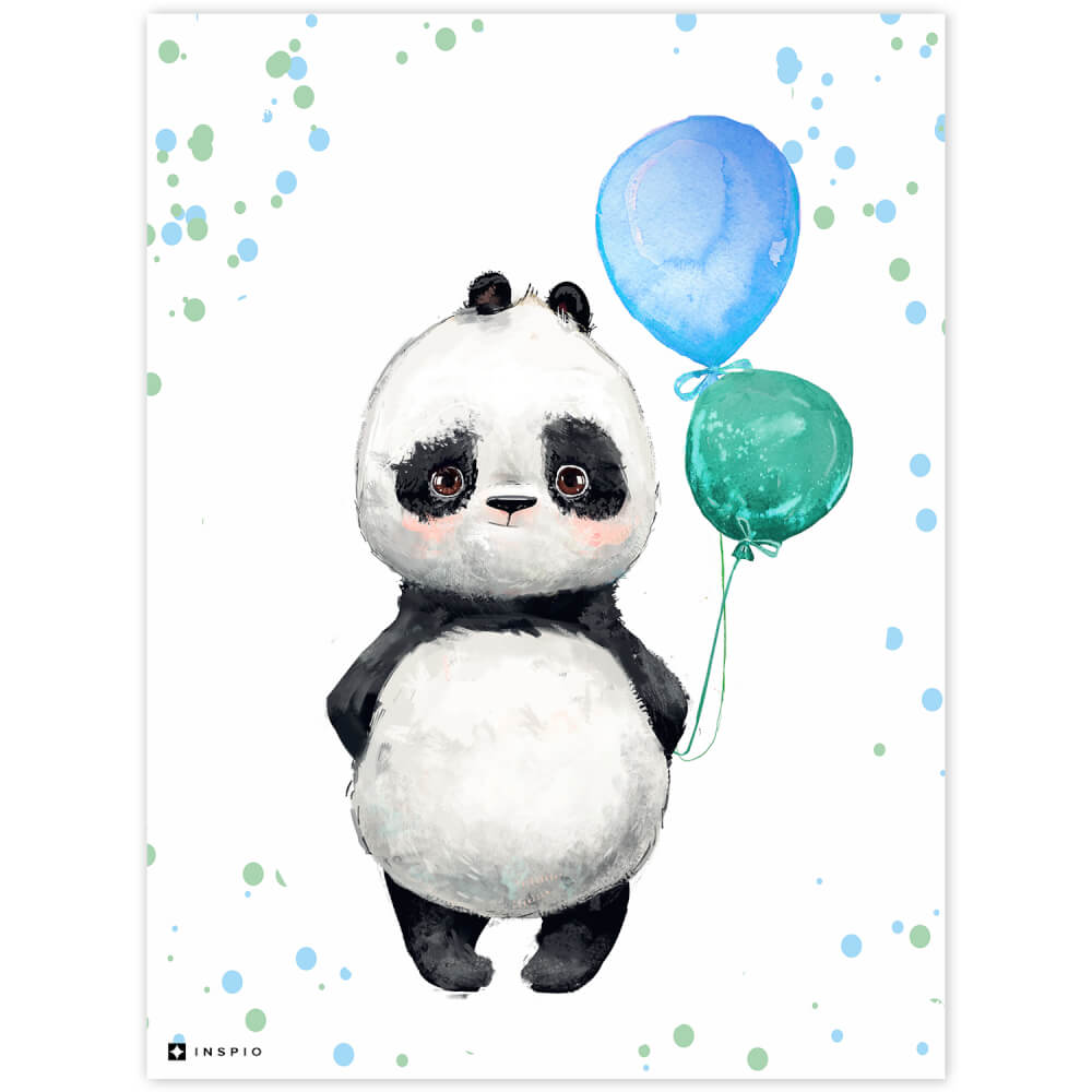 Tableau - Panda avec des ballons pour la chambre d'enfant